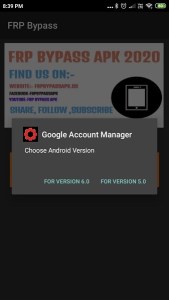 installer le gestionnaire de compte Google dans frp bypass apk
