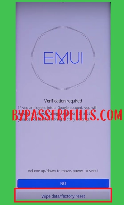 Huawei Honor Factory reset for FRP bypass