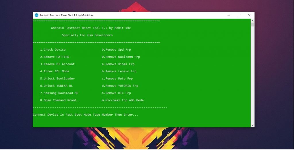 Run Android Fastboot Reset Tool v1.2