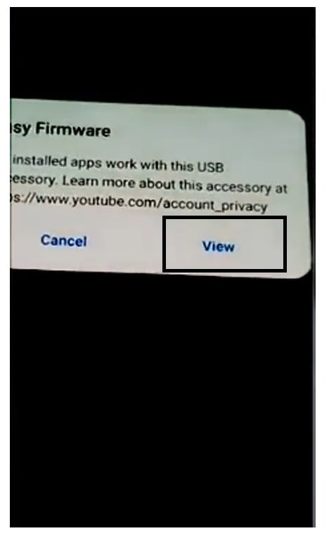 Tap View to open easy firmware popup