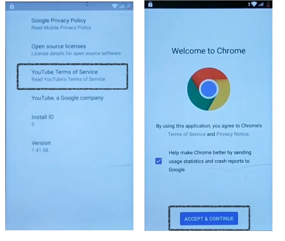 Access Chrome and download frp bypass apk