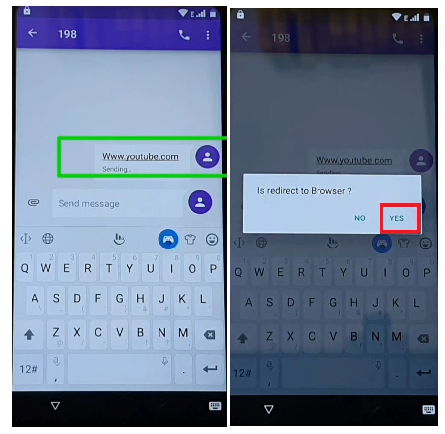 Senden Sie eine Nachricht und tippen Sie auf den Link, um Meizu Android 8/9 zu umgehen/entsperren