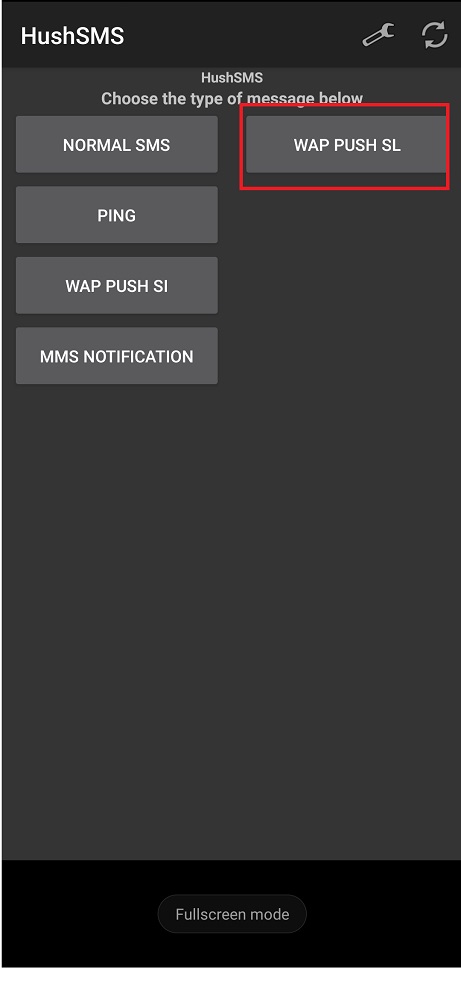 เลือก wappush SL ปิด SMS FRP APK