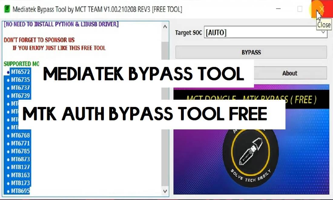قم بتنزيل أداة MediaTek Bypass Tool بواسطة MCT | أداة تجاوز مصادقة MTK الجديدة 2021