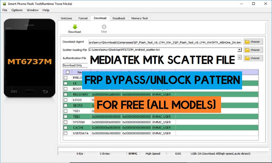 Descargue el archivo de dispersión MediaTek para omitir FRP/intermitente/desbloqueo de patrón (todos los modelos)