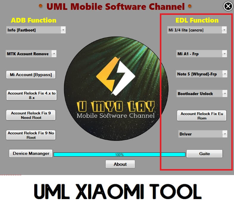 UML Xiaomi FRP MI Account Remove Tool Fixer Relock Tool EDL