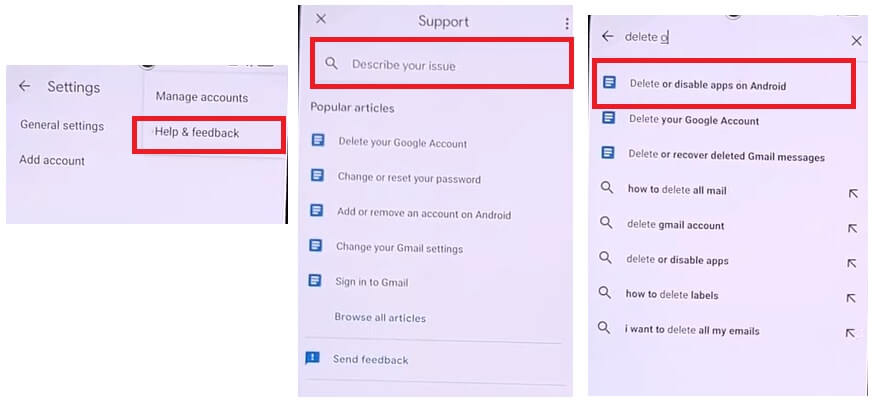 Tap Help & Feedback to Xiaomi Poco Redmi MIUI 12.5 FRP Bypass Unlock Google GMAIL lock No Second Space
