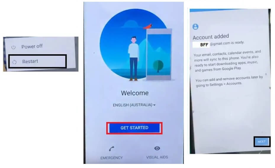Account Added to successfully Sony Android 8 FRP Bypass Unlock Google Account GMAIL Verification