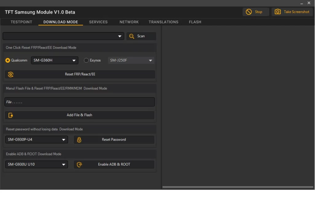 Download Mode in TFT Samsung Tool V1.0