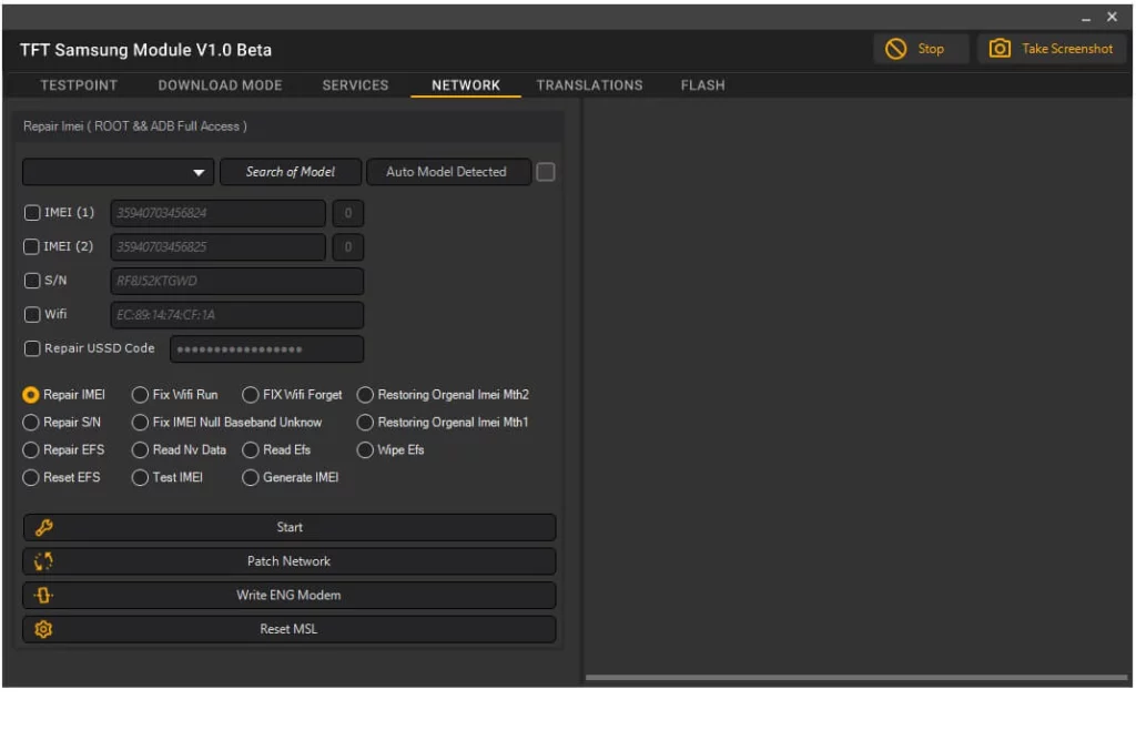 network in TFT Samsung Tool V1.0