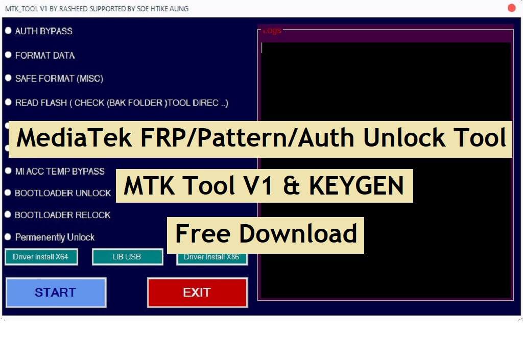 Strumento MTK V1 Strumento di sblocco FRP/Pattern/Auth MediaTek gratuito con Keygen