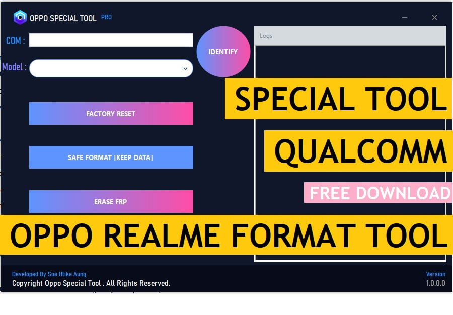 Download Oppo Realme Qualcomm GUI-formaattool | Oppo speciaal gereedschap Verwijder FRP-patroonpin Wachtwoordvrij