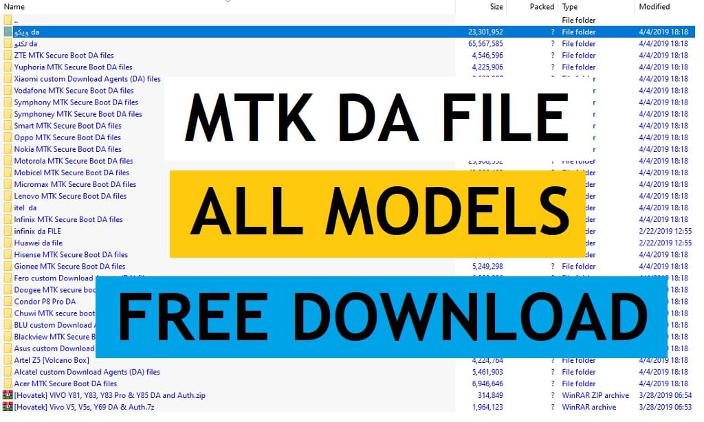 Arquivo DA do agente de download de inicialização segura MediaTek MTK todos os modelos para FRP/Flash/Desbloquear com ferramenta SP