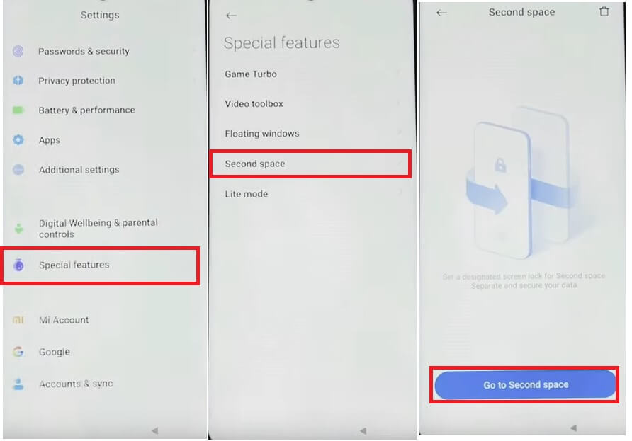 Tap Special Features to Reset FRP Google Gmail Lock Xiaomi Mi 10 [MIUI 12.5] Without Computer/Apk
