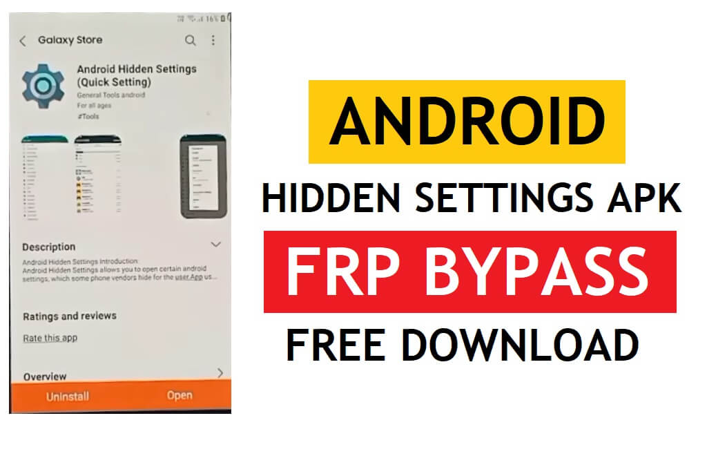 Android Verborgen Instellingen Apk FRP Bypass (Snelle instelling) Nieuwste gratis directe download