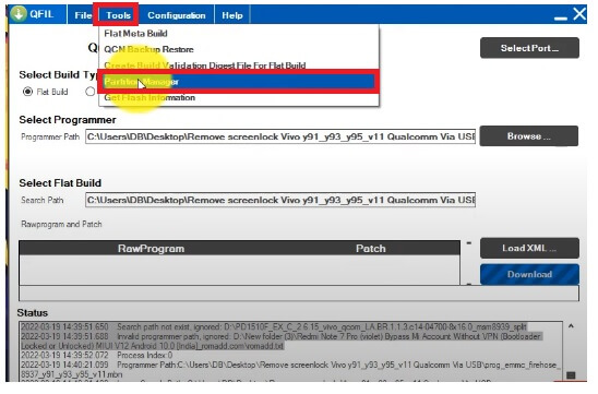 Goto Partition Manager ke Oppo Realme FRP File Buka Kunci Pola kata sandi Unduh (Buka Kunci Google Gmail) oleh QPST Flash Tool Gratis Terbaru