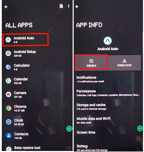 Disable Android Auto