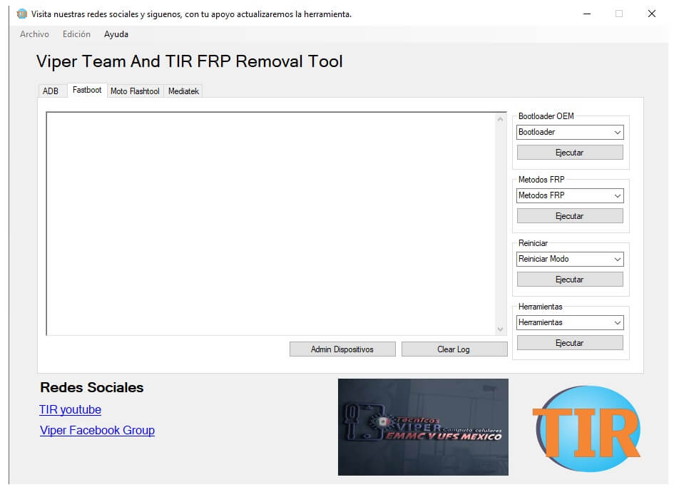 Fastboot tab in Viper Team TIR FRP Removal Tool  Latest Version Free 