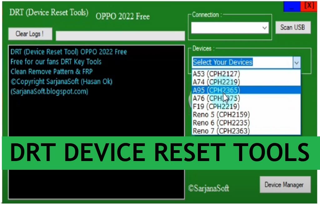 เครื่องมือรีเซ็ตอุปกรณ์ DRT Oppo ดาวน์โหลดเวอร์ชันล่าสุด (ไม่มีการเปิดใช้งาน)