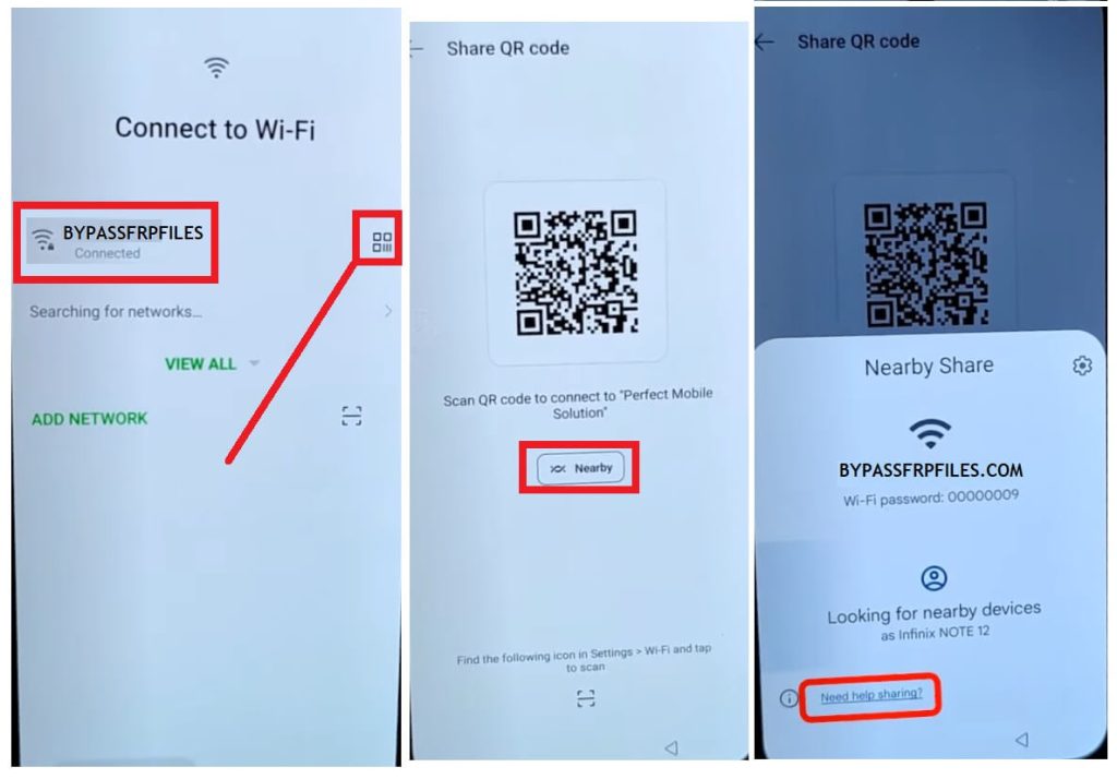 Tippen Sie auf QR-Code scannen, um Infinix FRP Bypass zu umgehen und Google Android 12 ohne PC zu entsperren