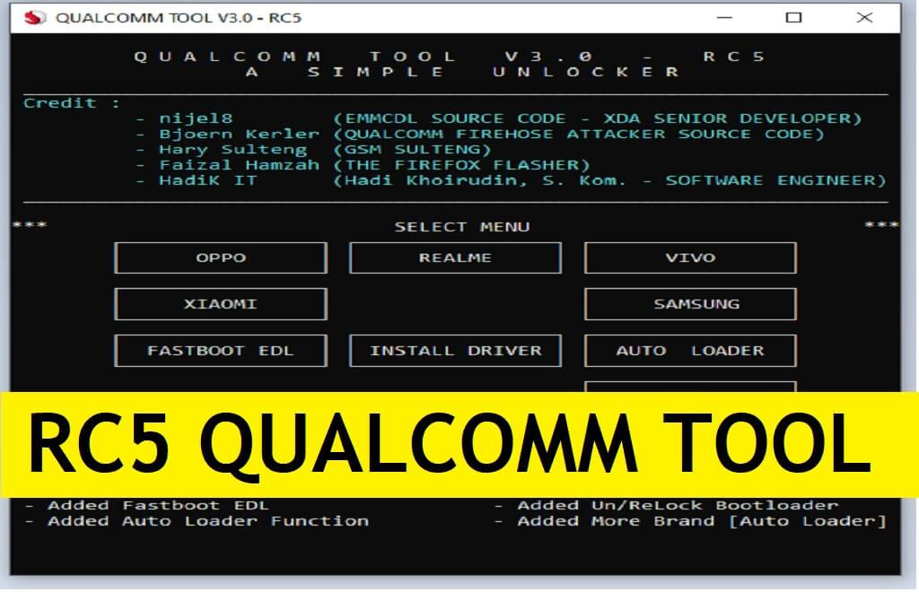 RC5 Qualcomm Tool V3.0 Descargar la última versión Una herramienta de desbloqueo simple
