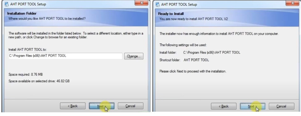 Select Installation Directory AHT Port Tool V2 Download Latest - FRP Reset Samsung, LG, General 