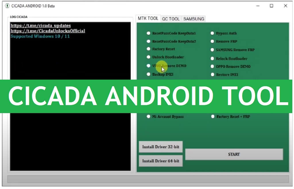 ดาวน์โหลด Cicada Android Tool V1 - เครื่องมือปลดล็อค MTK, Qualcomm ทั้งหมดล่าสุด