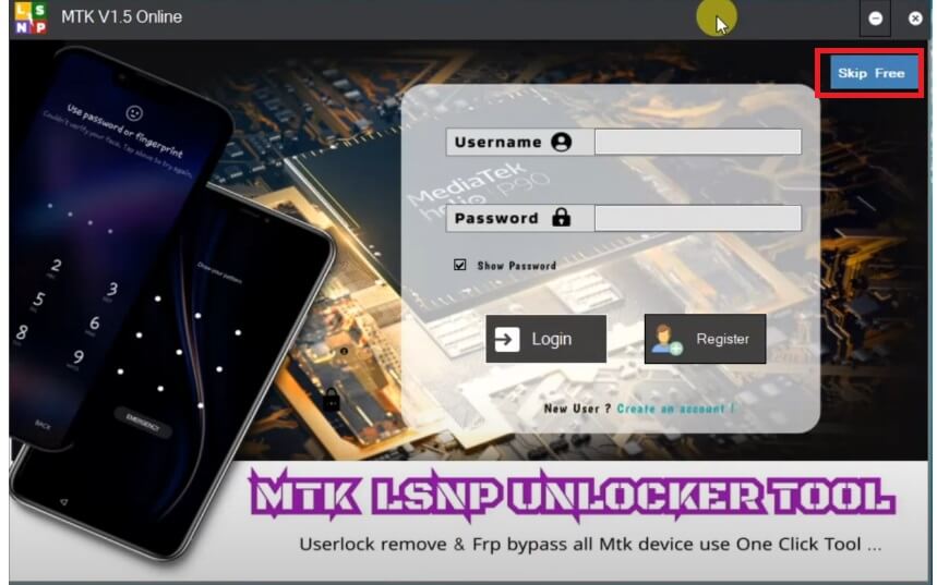 Skip Free Lsnp Unlocker MTK Tool V1.5 Download Latest Free UserLock Unlock Tool