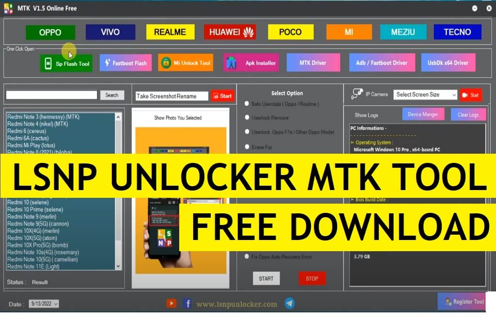 Lsnp Unlocker MTK 도구 V1.5 최신 무료 UserLock 잠금 해제 도구 다운로드