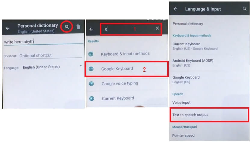 Pilih Text-to-Speech ke Landvo/Maxwest/Alcatel/Wiko/Archos/Allview FRP Bypass Buka Kunci Google Gmail (Android 5.1) Tanpa PC 100% Gratis