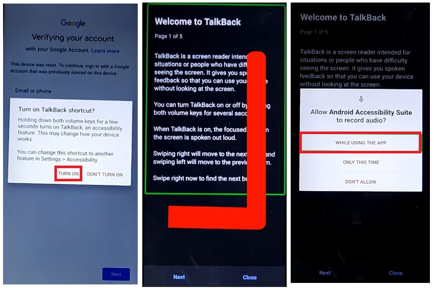 Talkback'i Etkinleştirmek ve Nokia Frp'yi Atlamak için Ters L Çiz Android 12 PC Olmadan Google'ın En Son Güvenliğinin Kilidini Açın %100 Ücretsiz