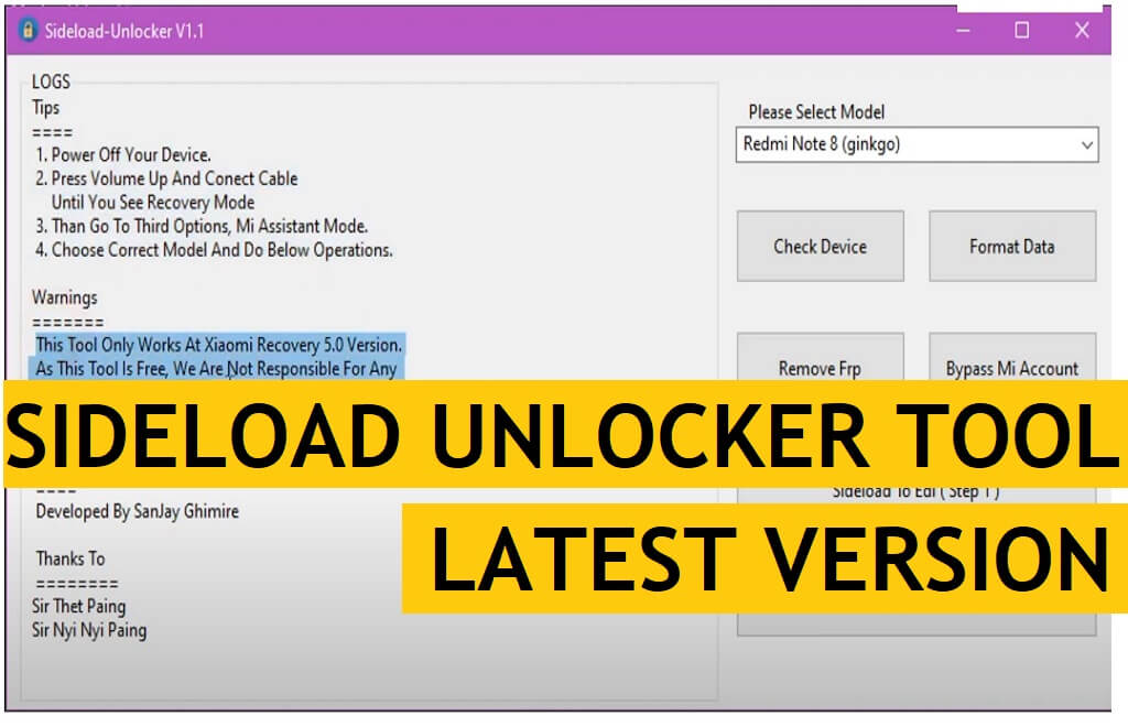 Herramienta Xiaomi Sideload Unlocker v1.1 Descargar la última versión (eliminar bloqueo MIUI 13 MI)
