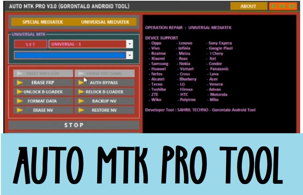 Auto MTK Pro Tool V3.0 Unduh Kunci Pola FRP Mediatek Terbaru Hapus Gratis