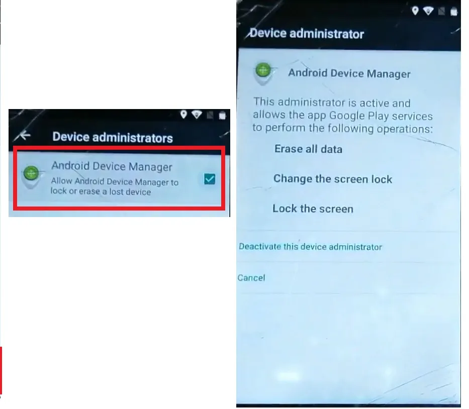 Deaktivieren Sie den Android-Geräte-Manager, um HomTom FRP Bypass Fix Youtube & Location Update (Android 7.0-7.1) zu deaktivieren – Google Lock ohne PC entsperren