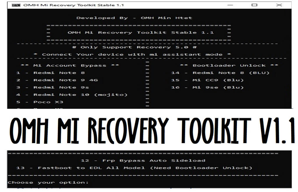 OMH Mi Recovery Toolkit V1.1 Скачать последнюю версию бесплатно для всех MIUI 13