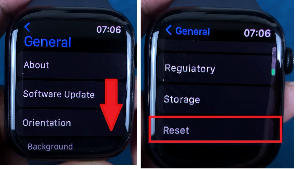 Go to Reset to Soft Factory Reset Apple Watch