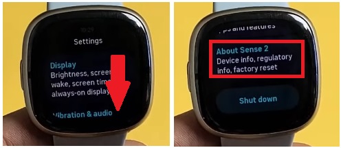 Tap on About to FITBIT Sense 2 Hard Reset [Factory Reset]