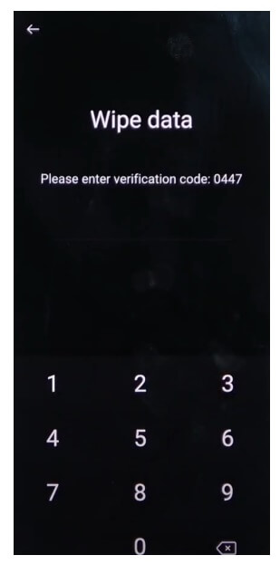 tocca il codice di verifica per Realme Android 12 Hard Reset