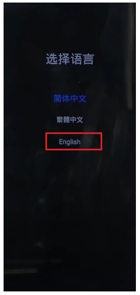Select English on Recovery to Realme Narzo 50 Pro Hard Reset