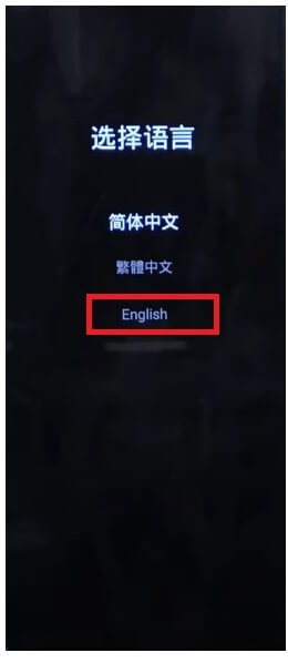 Tap English to OnePlus Hard Reset & Factory Reset