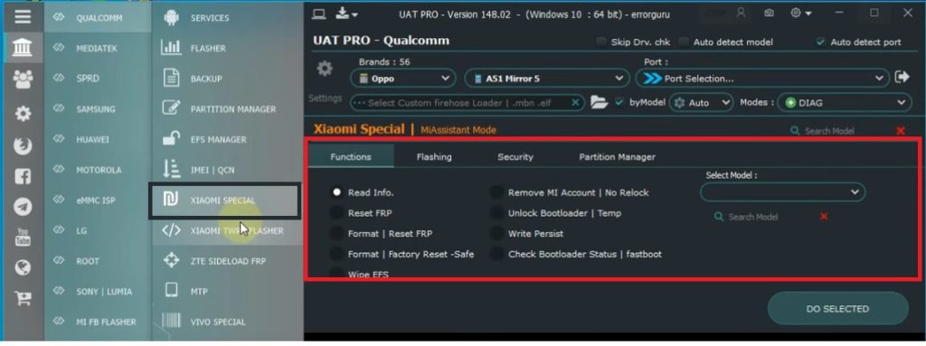 Xiaomi Special Functions in UAT Pro [All Setup] Uni-Android Tool