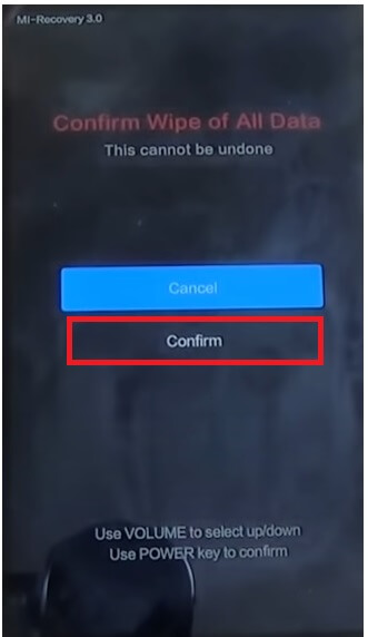 Tap Confirm to Xiaomi Redmi Note 4 Hard Reset & Factory Reset