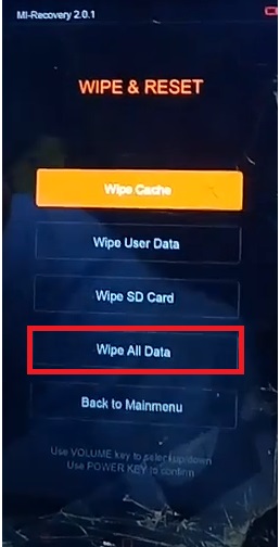 Tap Wipe All Data to Xiaomi Redmi Hard Reset & Factory Reset