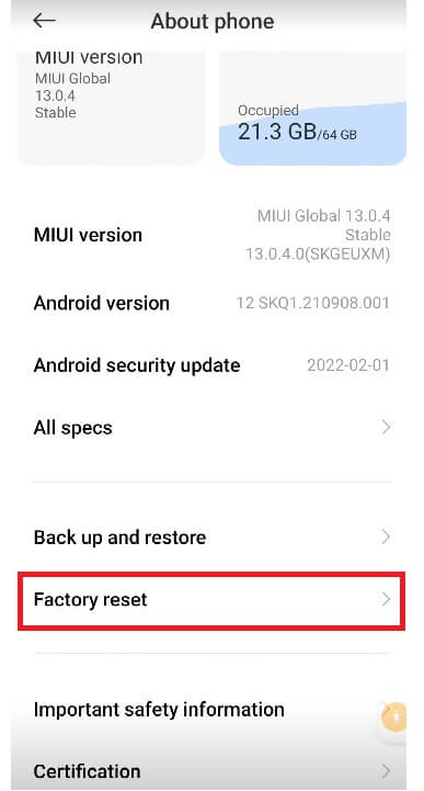 Xiaomi Mi Redmi harde reset en fabrieksreset
