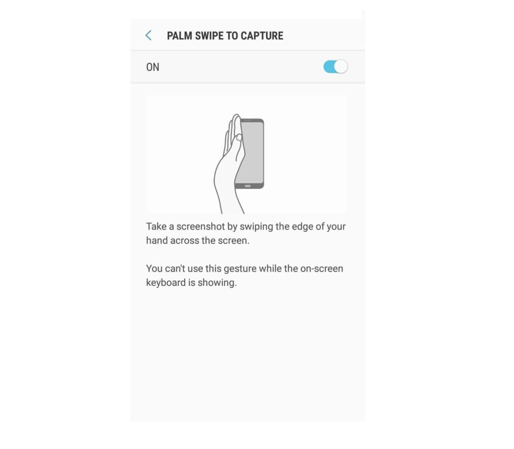 Veeg met de handpalm om een ​​screenshot te maken op de Samsung Galaxy