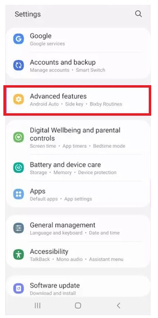 Enable Palm Swipe to Take a screenshot on Samsung Galaxy 