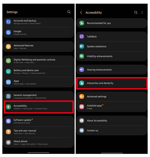 Assistent-menu om een ​​screenshot te maken op de Samsung Galaxy