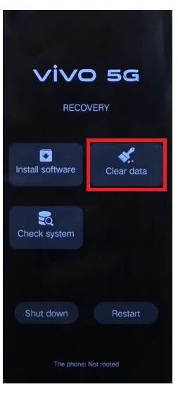Tap Clear Data to Vivo iQOO Hard Reset & Factory Reset