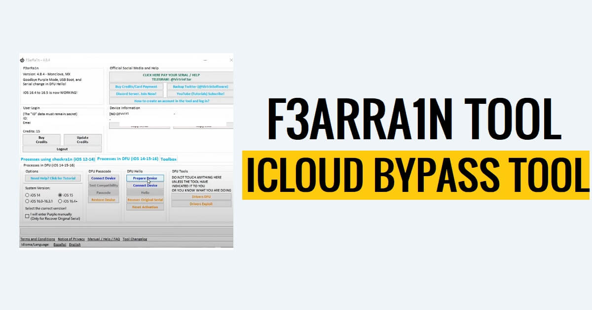 F3arra1n Tool v4.8.4 Download iCloud Bypass Latest Version