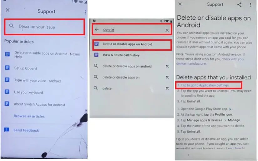 Tap to Go to Application Settings to Jinga Picasso Note FRP Bypass Fix YouTube Update (Android 8.1) – Unlock Google Without PC